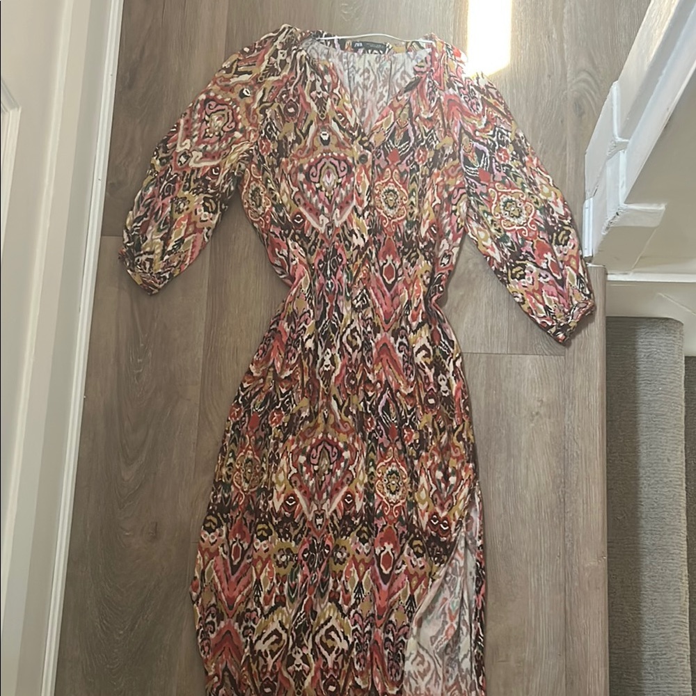 Zara V-neck Bishop Sleeve maxi Sundress